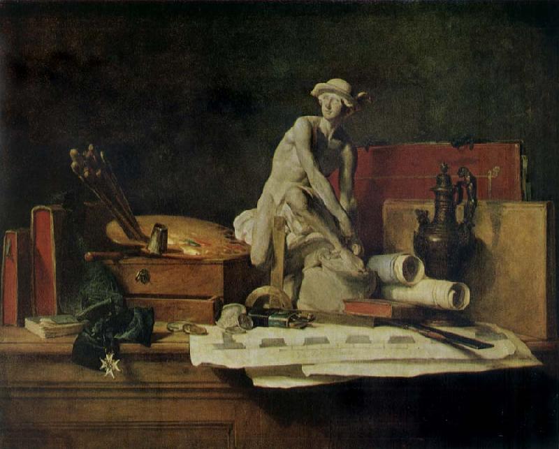 Jean Baptiste Simeon Chardin Still life with the Attributes  of Arts oil painting image